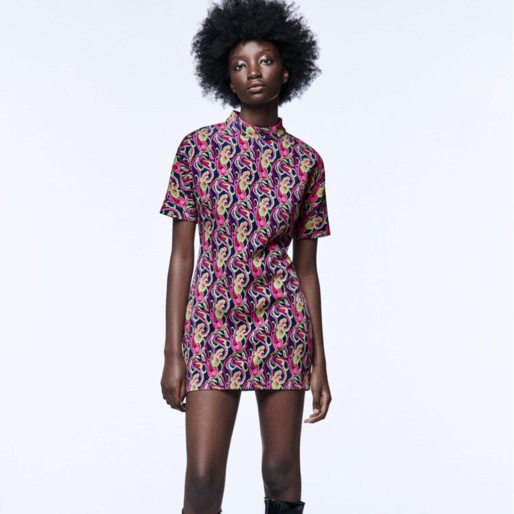 Zara Printed Mini Dress XS